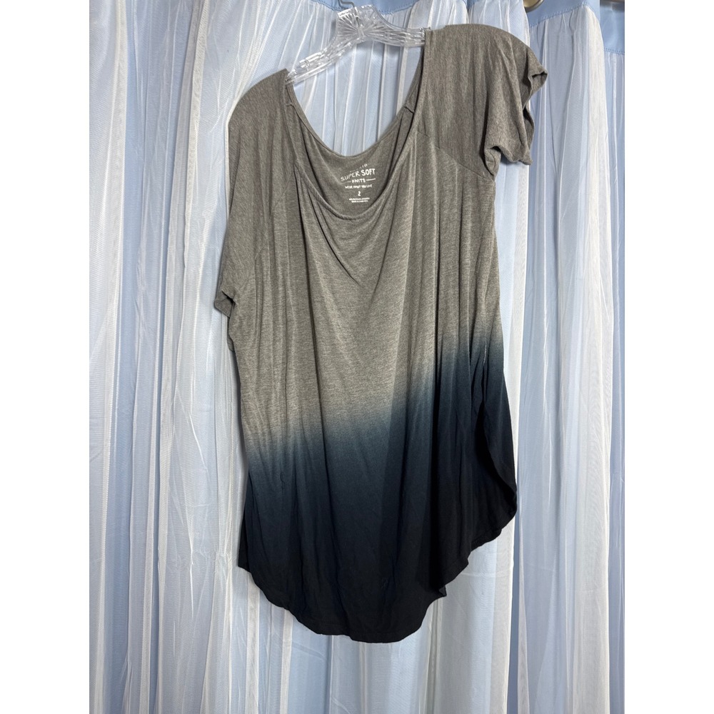Torrid Off The Shoulder Top Womens 2 Super Soft Knits Gray Ombre EUC